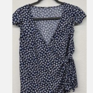 Old Navy Navy and White Floral Blouse